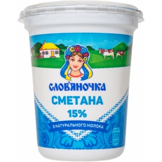 Сметана Слов'яночка, 15%, 345гр. 