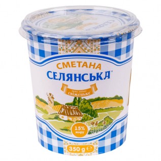 Сметана Селянська, 15%, 345гр.